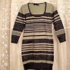 Sparkly Knit Mini-Dress or Tunic, Striped, Stretch, L